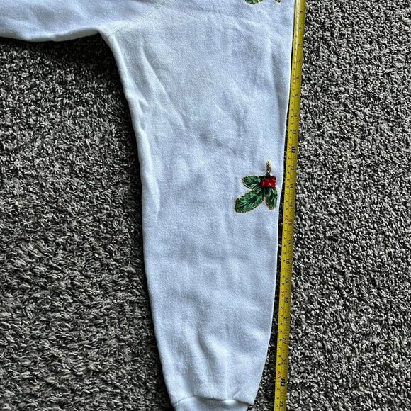 Vintage Hanes Sweater Womens XL White w/Cardinal & Christmas Tree 80s Winter - Picture 8 of 8